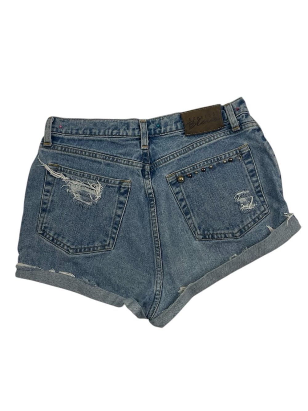 VTG Express Bleus Cut-off Jean Shorts 9 Jorts Relaxed High Bedazzled Embellished